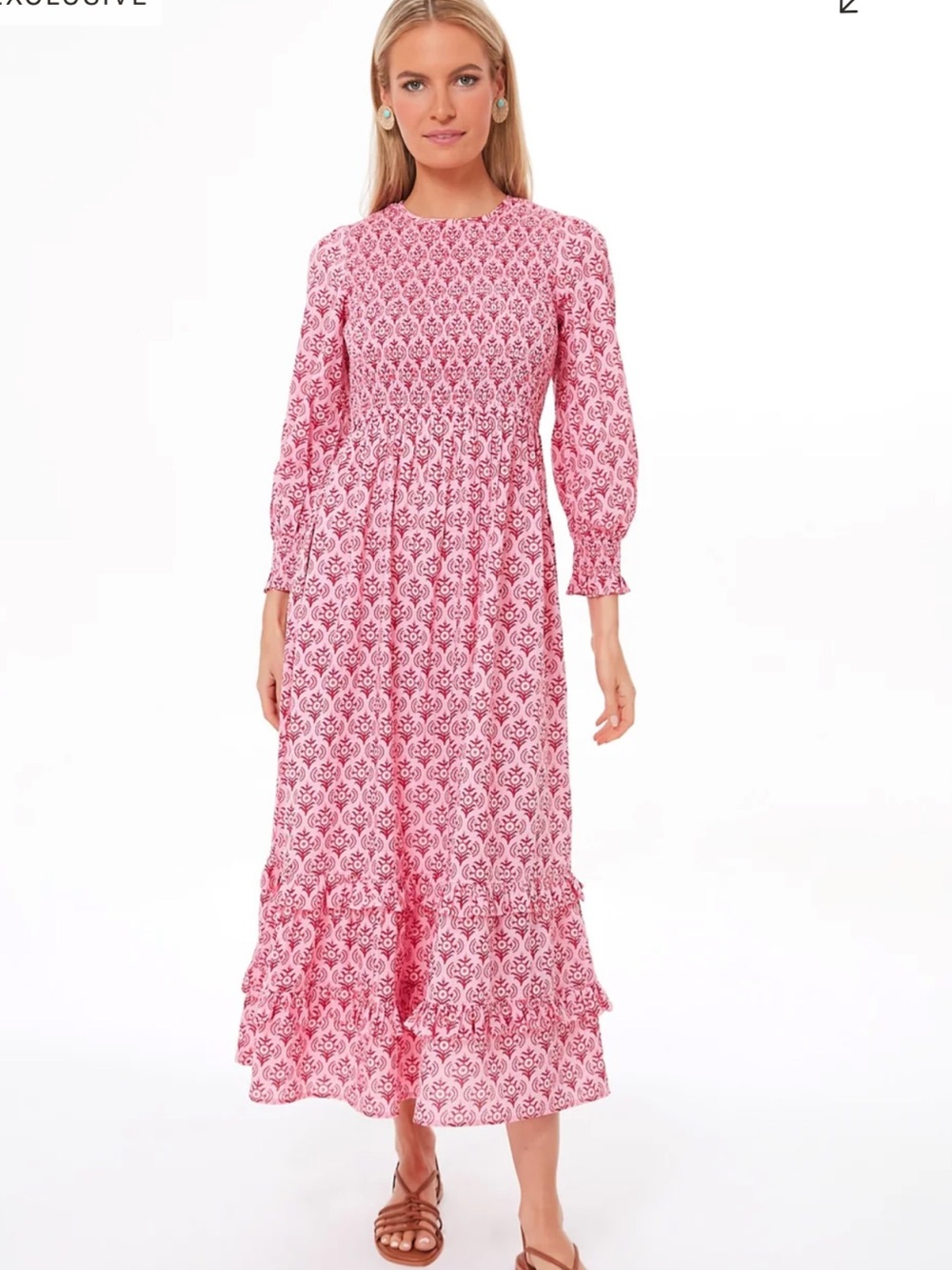Pink City Prints Floral Smocked Maxi Dress